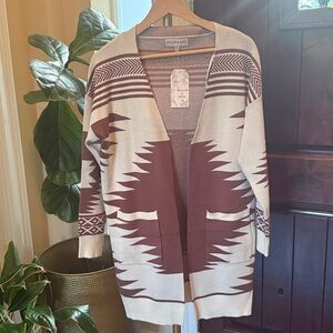 Willow & Wind New Neutral Multi Abstract Long Sleeve Cardigan Size M